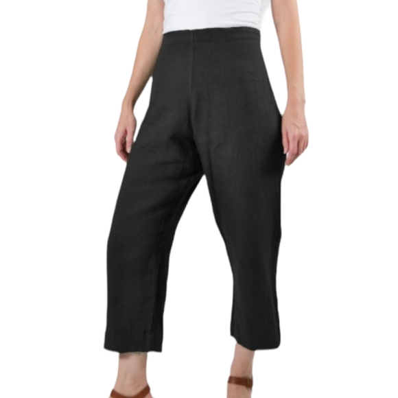 bryn Walker Pants - Bryn Walker black cropped linen pants